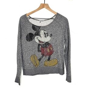 Disney Gray Crew Neck Mickey Mouse Sweater